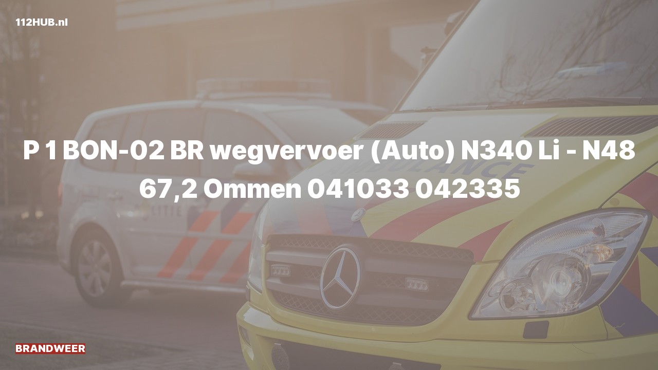 Deelafbeelding voor Brandweer met spoed op de N340 bij hectometerpaaltje 67.2.