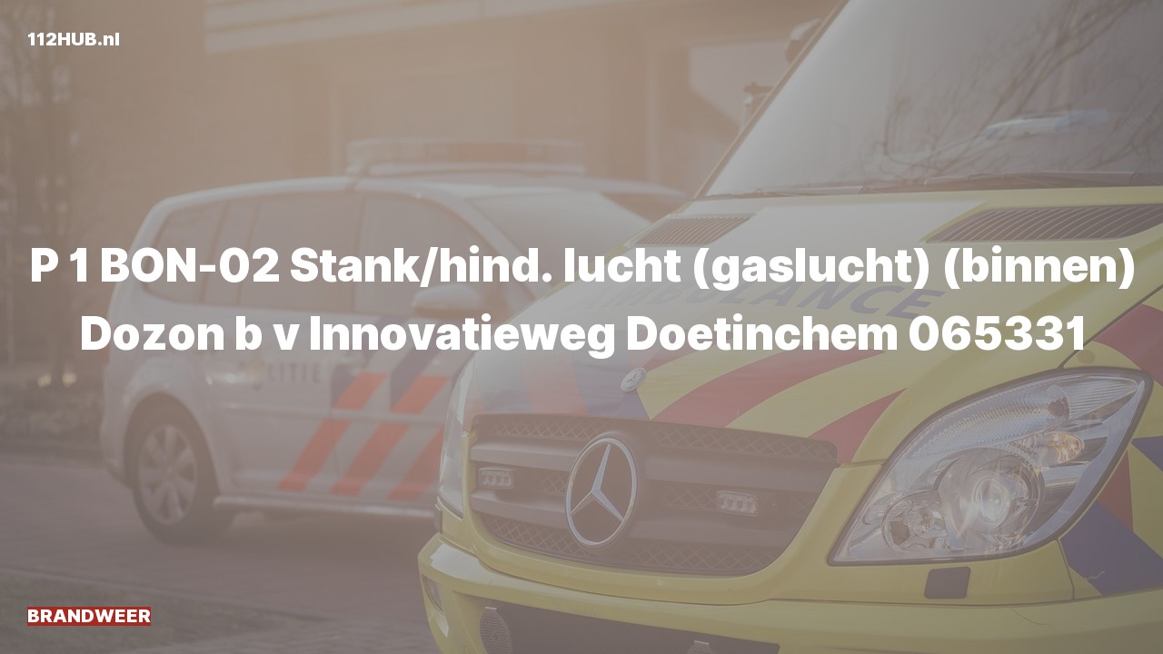 Deelafbeelding voor Brandweer met spoed voor gaslucht binnen naar de Innovatieweg in Doetinchem.