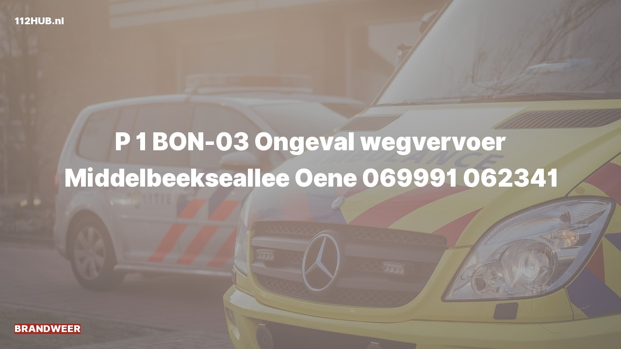 Deelafbeelding voor Brandweer met spoed voor verkeersongeval naar de Middelbeekseallee in Oene.
