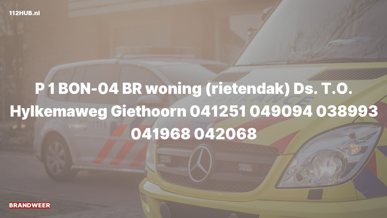 Deelafbeelding voor Brandweer met spoed voor brand in woning naar de Ds. T.O. Hylkemaweg in Giethoorn.