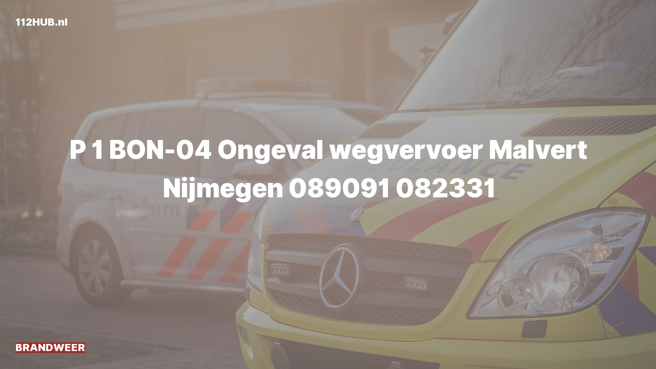 Deelafbeelding voor Brandweer met spoed voor verkeersongeval naar de Malvert in Nijmegen.