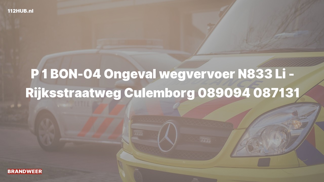 Deelafbeelding voor Brandweer met spoed voor verkeersongeval.