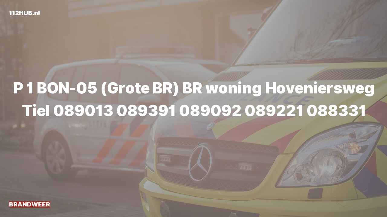 Deelafbeelding voor Brandweer met spoed voor brand in woning naar de Hoveniersweg in Tiel.