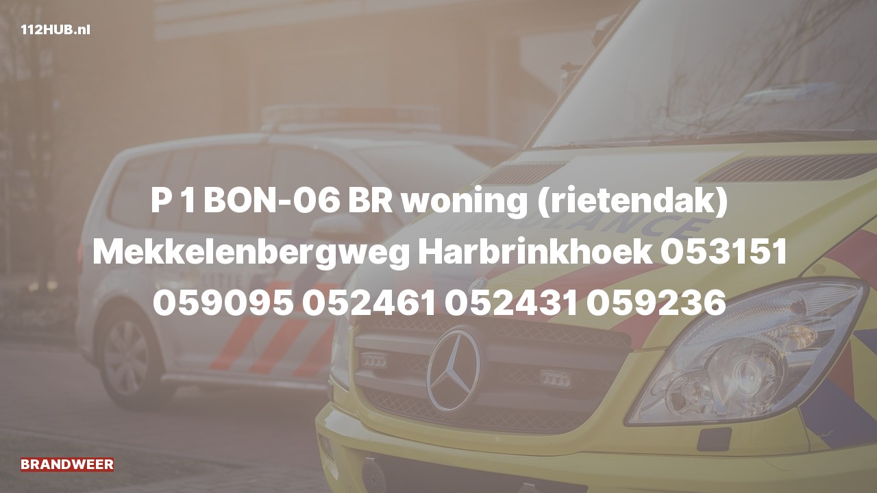 Deelafbeelding voor Brandweer met spoed voor brand in woning naar de Mekkelenbergweg in Harbrinkhoek.