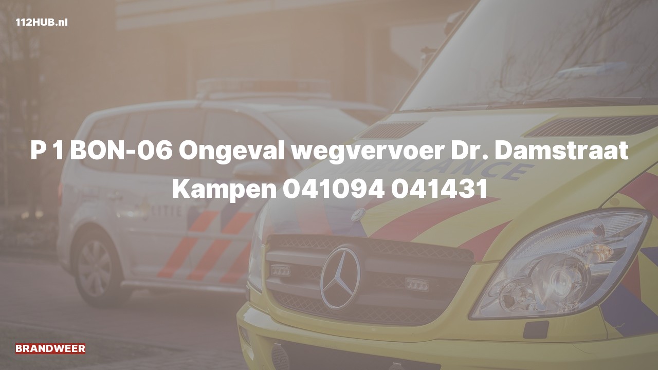 Deelafbeelding voor Brandweer met spoed voor verkeersongeval naar de Dr. Damstraat in Kampen.