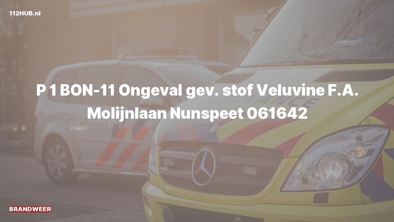 Deelafbeelding voor De brandweer is met spoed uitgerukt voor een ongeval naar de F.A. Molijnlaan in Nunspeet