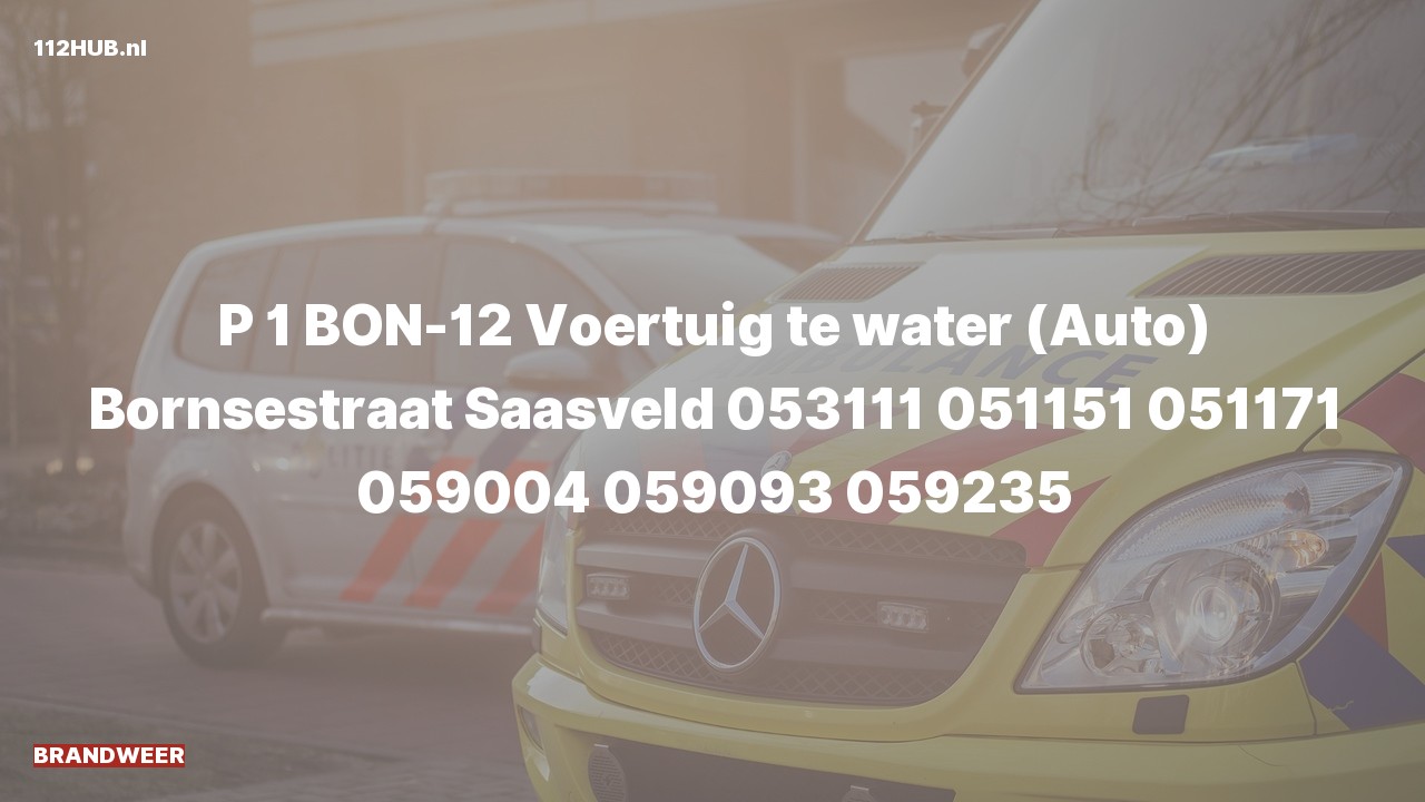 Deelafbeelding voor De brandweer is met spoed uitgerukt voor een persoon te water naar de Bornsestraat in Saasveld