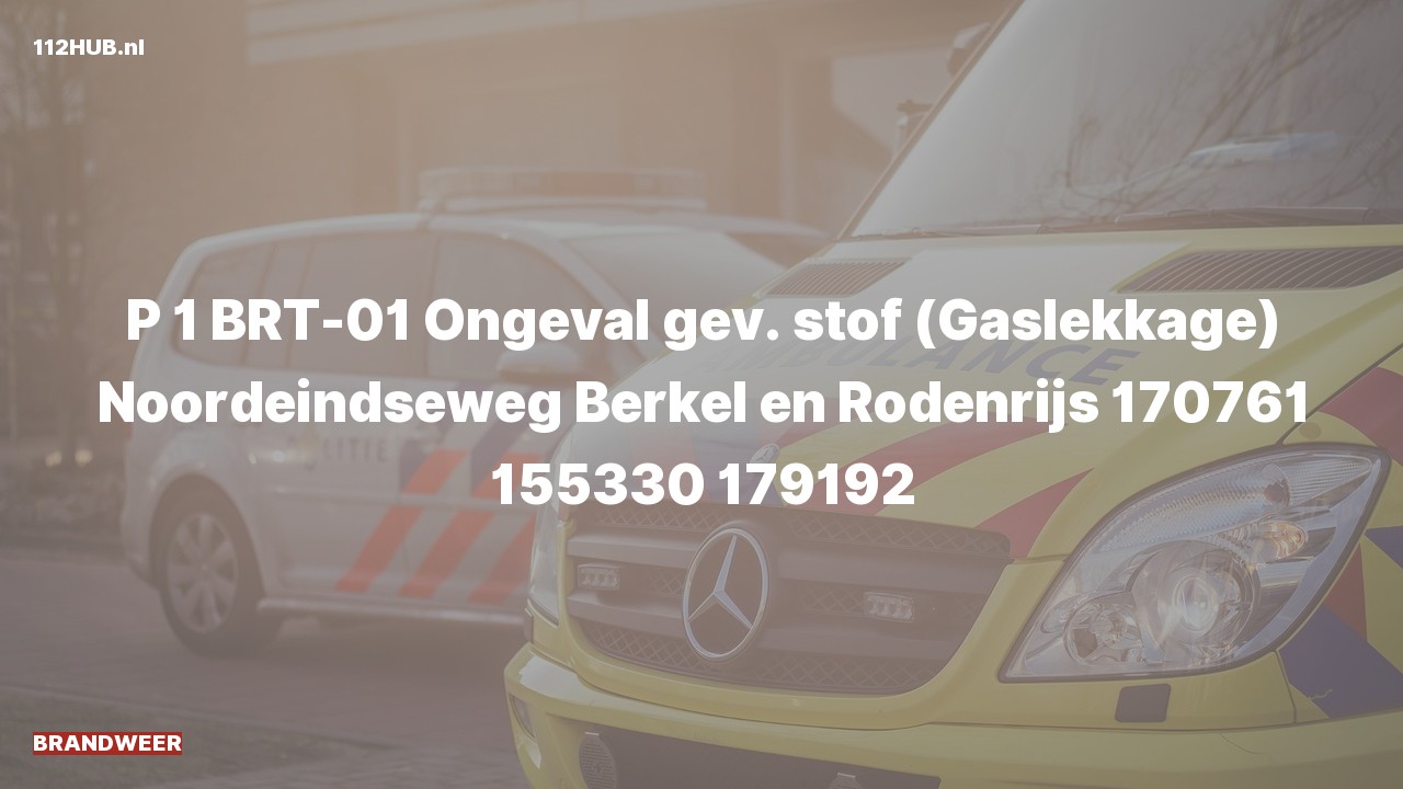 Deelafbeelding voor De brandweer is met spoed uitgerukt voor een ongeval naar de Noordeindseweg in Berkel en Rodenrijs
