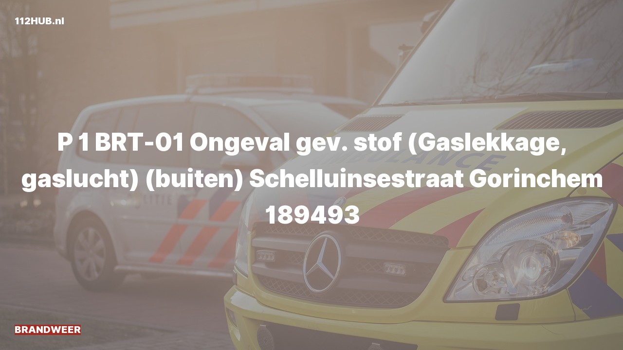 Deelafbeelding voor De brandweer is met spoed uitgerukt voor stank of gaslucht naar de Schelluinsestraat in Gorinchem