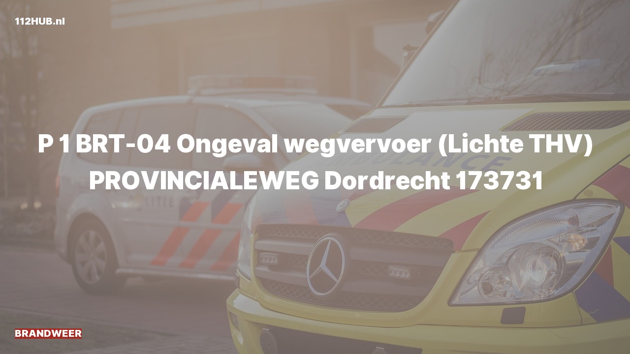 Deelafbeelding voor Brandweer met spoed voor verkeersongeval naar de Provincialeweg in Dordrecht.