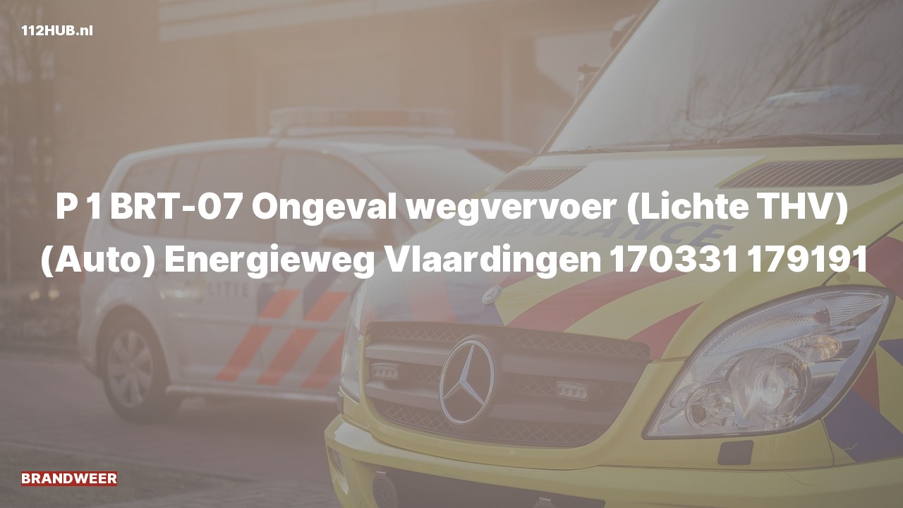 Deelafbeelding voor Brandweer met spoed voor verkeersongeval naar de Energieweg in Vlaardingen.