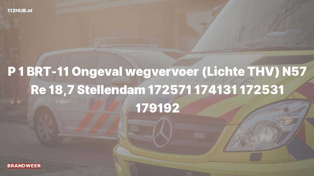Deelafbeelding voor Brandweer met spoed voor verkeersongeval op de N57 bij hectometerpaaltje 18.7.