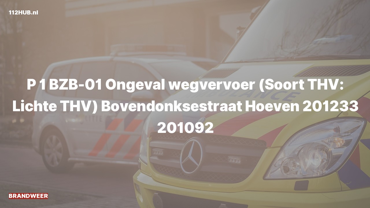 Deelafbeelding voor Brandweer met spoed voor verkeersongeval naar de Bovendonksestraat in Hoeven.