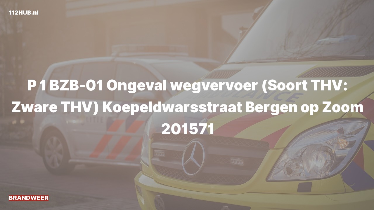 Deelafbeelding voor Brandweer met spoed voor verkeersongeval naar de Koepeldwarsstraat in Bergen op Zoom.