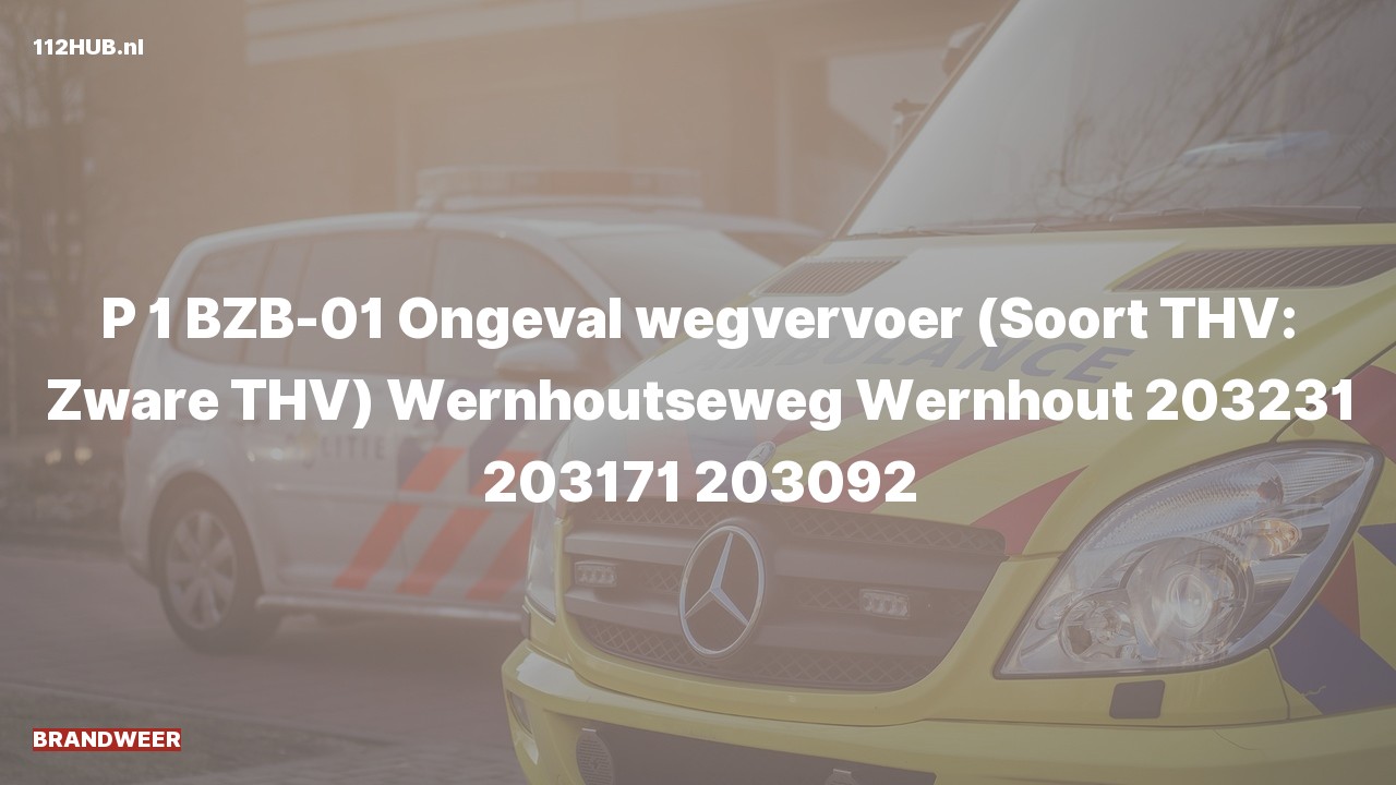 Deelafbeelding voor De brandweer is met spoed uitgerukt voor een verkeersongeval naar de Wernhoutseweg in Wernhout