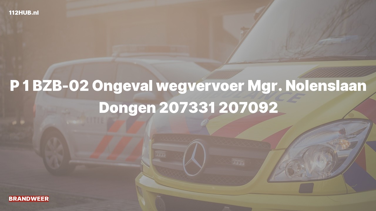 Deelafbeelding voor Brandweer met spoed voor verkeersongeval naar de Mgr. Nolenslaan in Dongen.