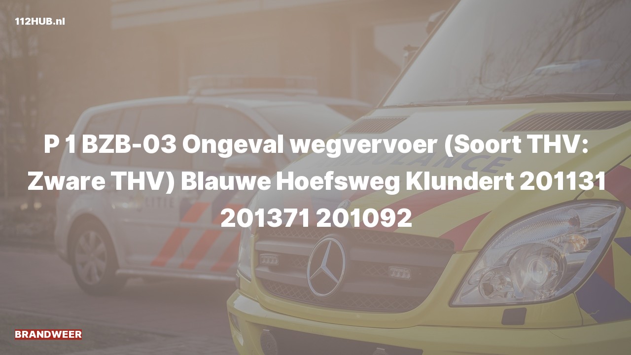 Deelafbeelding voor Brandweer met spoed voor verkeersongeval naar de Blauwe Hoefsweg in Klundert.