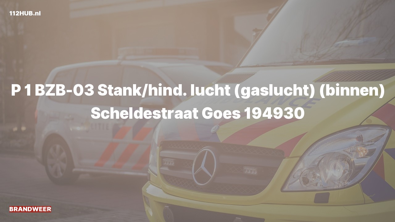 Deelafbeelding voor Brandweer met spoed voor gaslucht binnen naar de Scheldestraat in Goes.