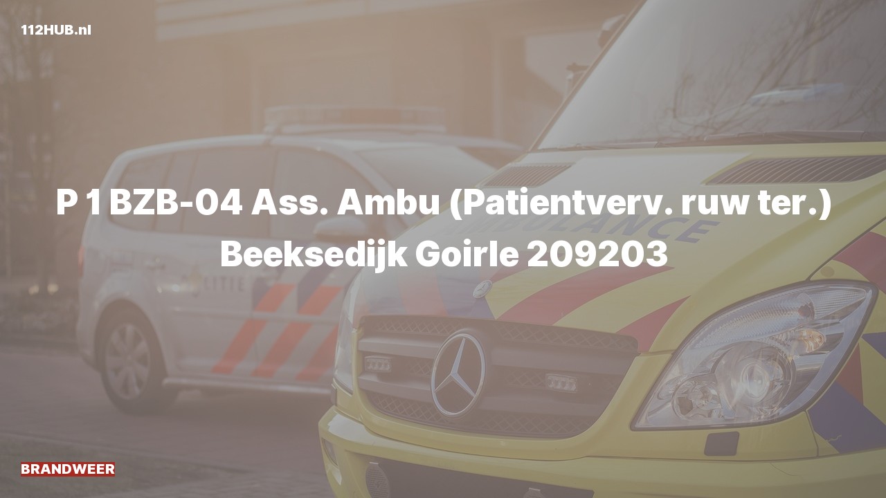 Deelafbeelding voor P2000-melding voor ambulance-assistentie.