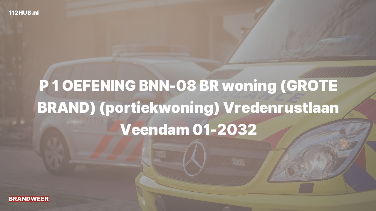 Deelafbeelding voor Brandweer met spoed (oefening) voor brand in woning naar de Vredenrustlaan in Veendam.