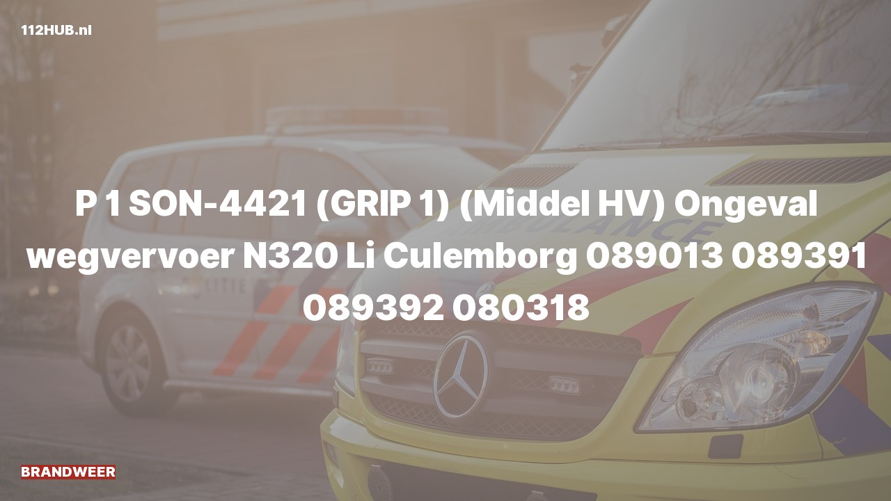 Deelafbeelding voor Brandweer met spoed voor verkeersongeval.