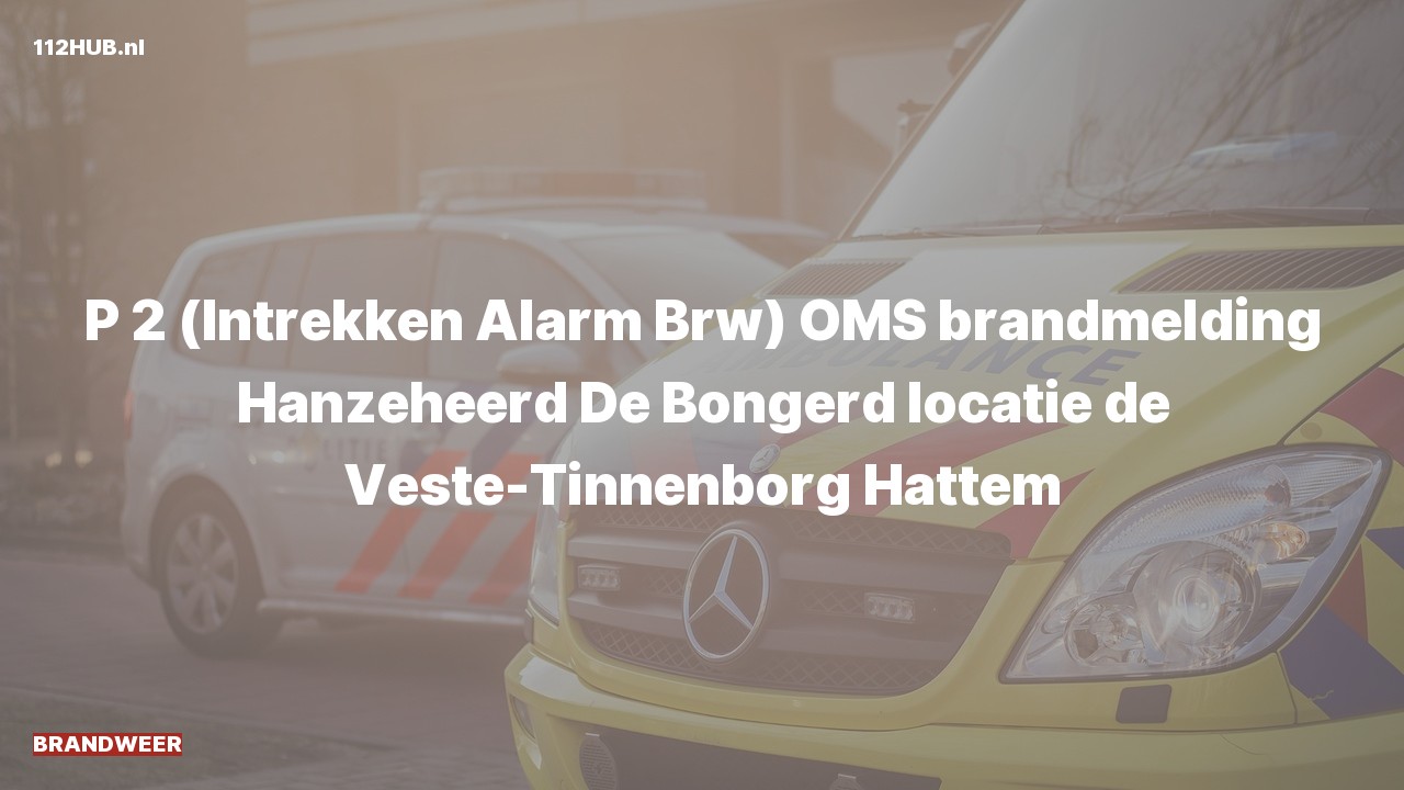 Deelafbeelding voor Brandweer trekt gepaste spoed-alarm in. Was: OMS brandmelding Hanzeheerd De Bongerd locatie de Veste-Tinnenborg Hattem.