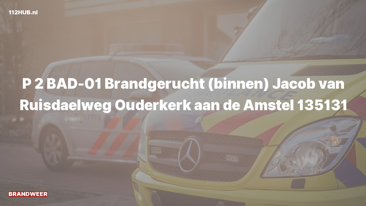 Deelafbeelding voor Brandweer met gepaste spoed voor brandgerucht naar de Jacob van Ruisdaelweg in Ouderkerk aan de Amstel.