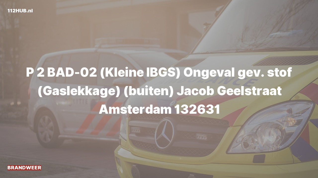 Deelafbeelding voor De brandweer is met gepaste spoed uitgerukt voor een ongeval naar de Jacob Geelstraat in Amsterdam