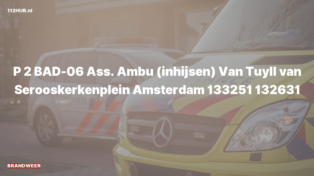 Deelafbeelding voor Brandweer met gepaste spoed voor ambulance-assistentie naar de Van Tuyll van Serooskerkenplein in Amsterdam.