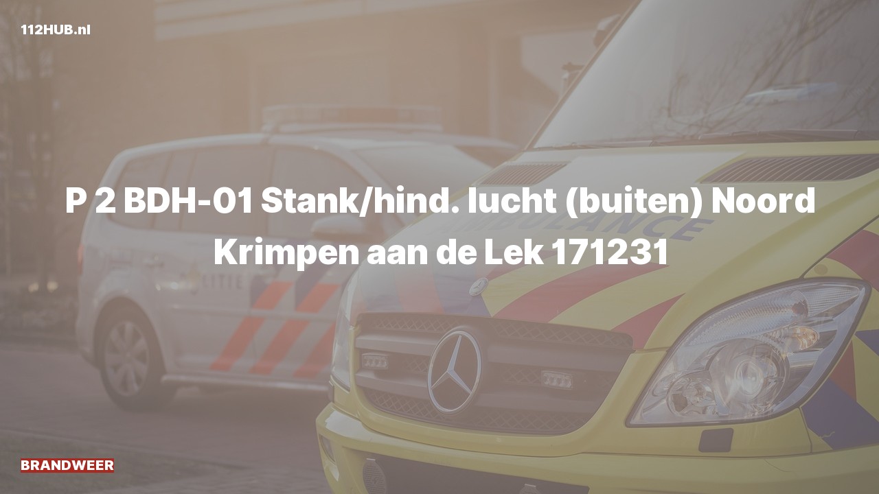 Deelafbeelding voor Brandweer met gepaste spoed voor stank of gaslucht naar de Noord in Krimpen aan de Lek.