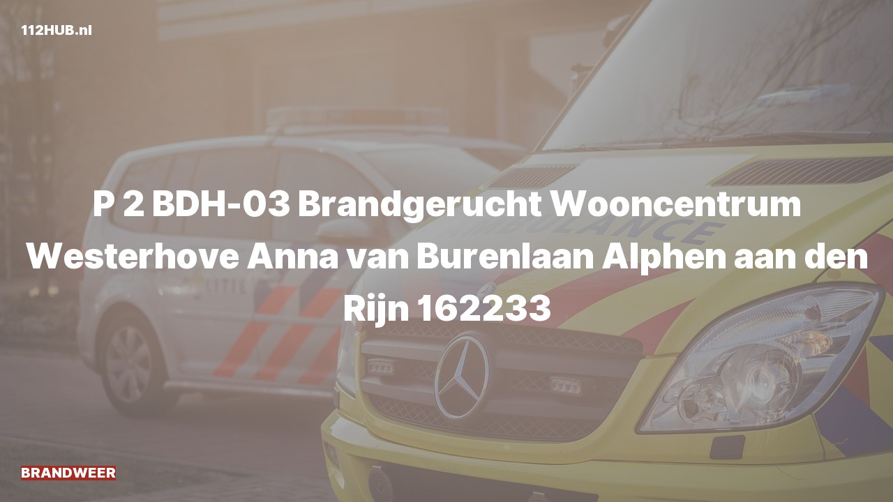 Deelafbeelding voor Brandweer met gepaste spoed voor brandgerucht naar de Anna van Burenlaan in Alphen aan den Rijn.