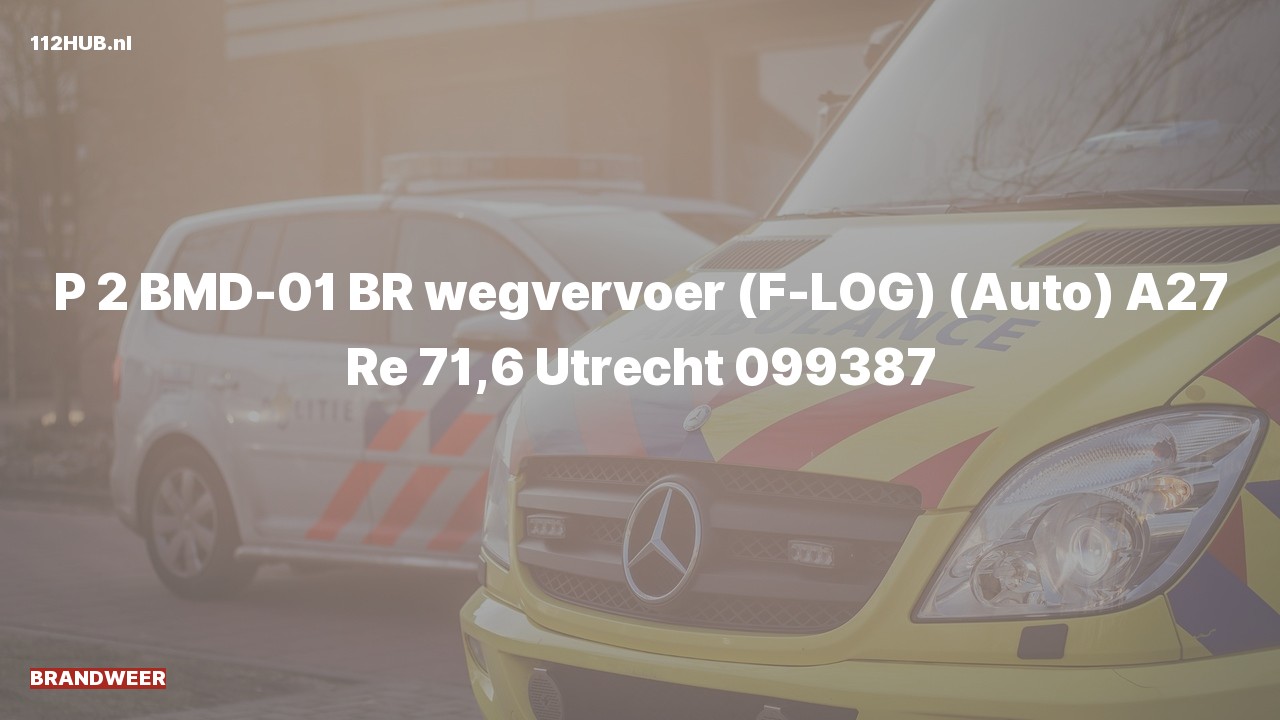 Deelafbeelding voor Brandweer met gepaste spoed op de A27 bij hectometerpaaltje 71.6.