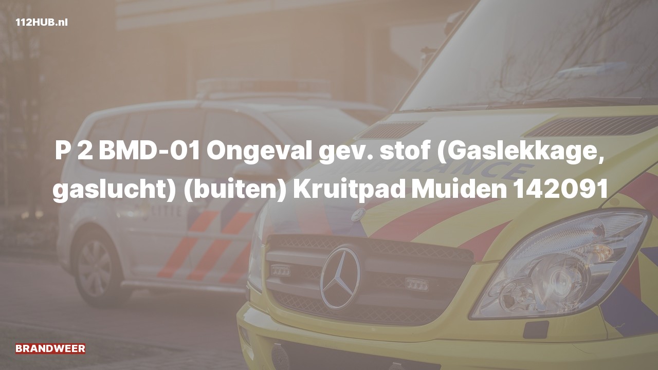 Deelafbeelding voor Brandweer met gepaste spoed voor stank of gaslucht naar de Kruitpad in Muiden.