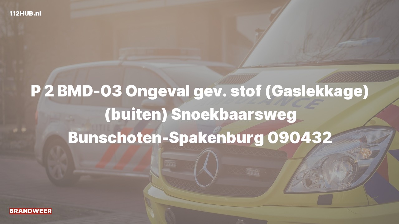 Deelafbeelding voor De brandweer is met gepaste spoed uitgerukt voor een ongeval naar de Snoekbaarsweg in Bunschoten-Spakenburg