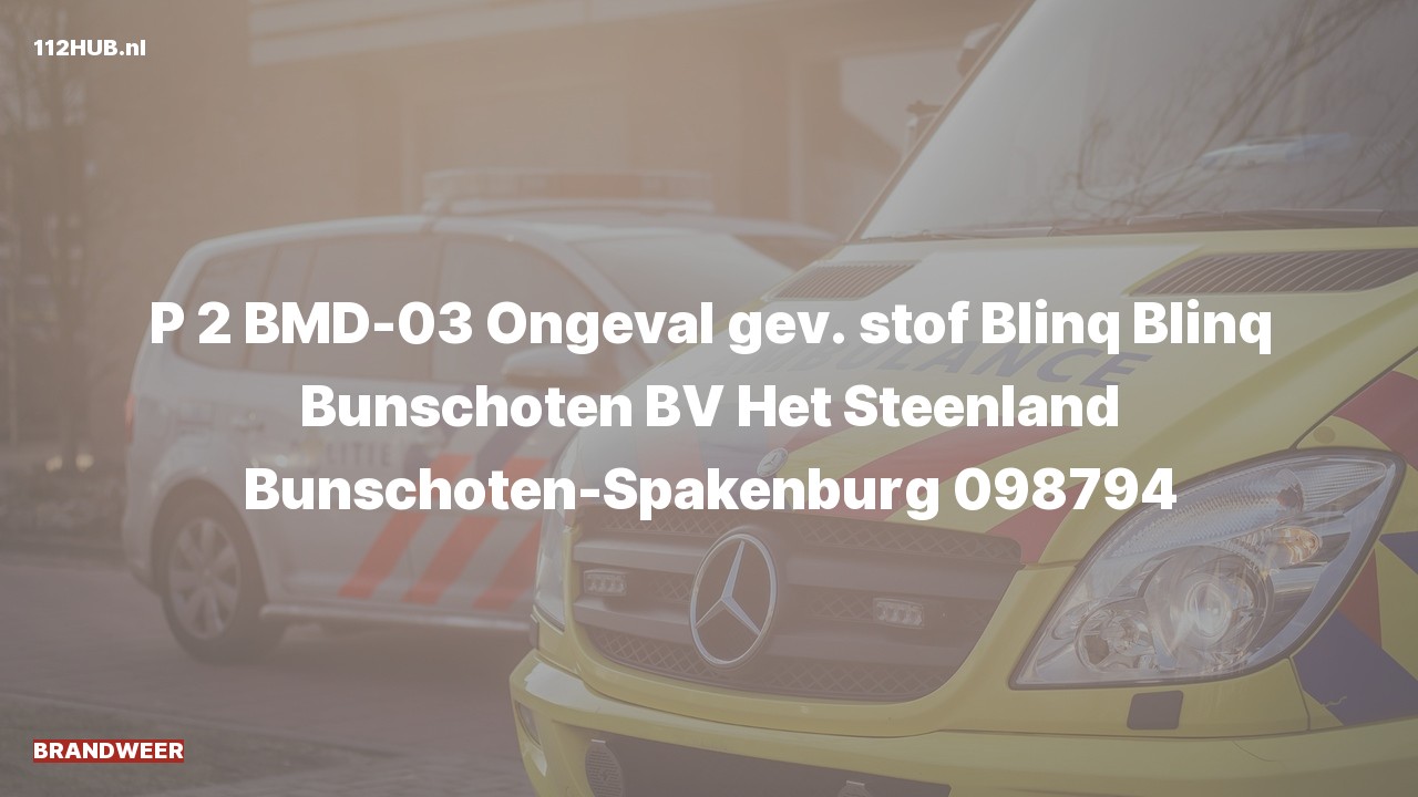 Deelafbeelding voor De brandweer is met gepaste spoed uitgerukt voor een ongeval naar de Het Steenland in Bunschoten-Spakenburg
