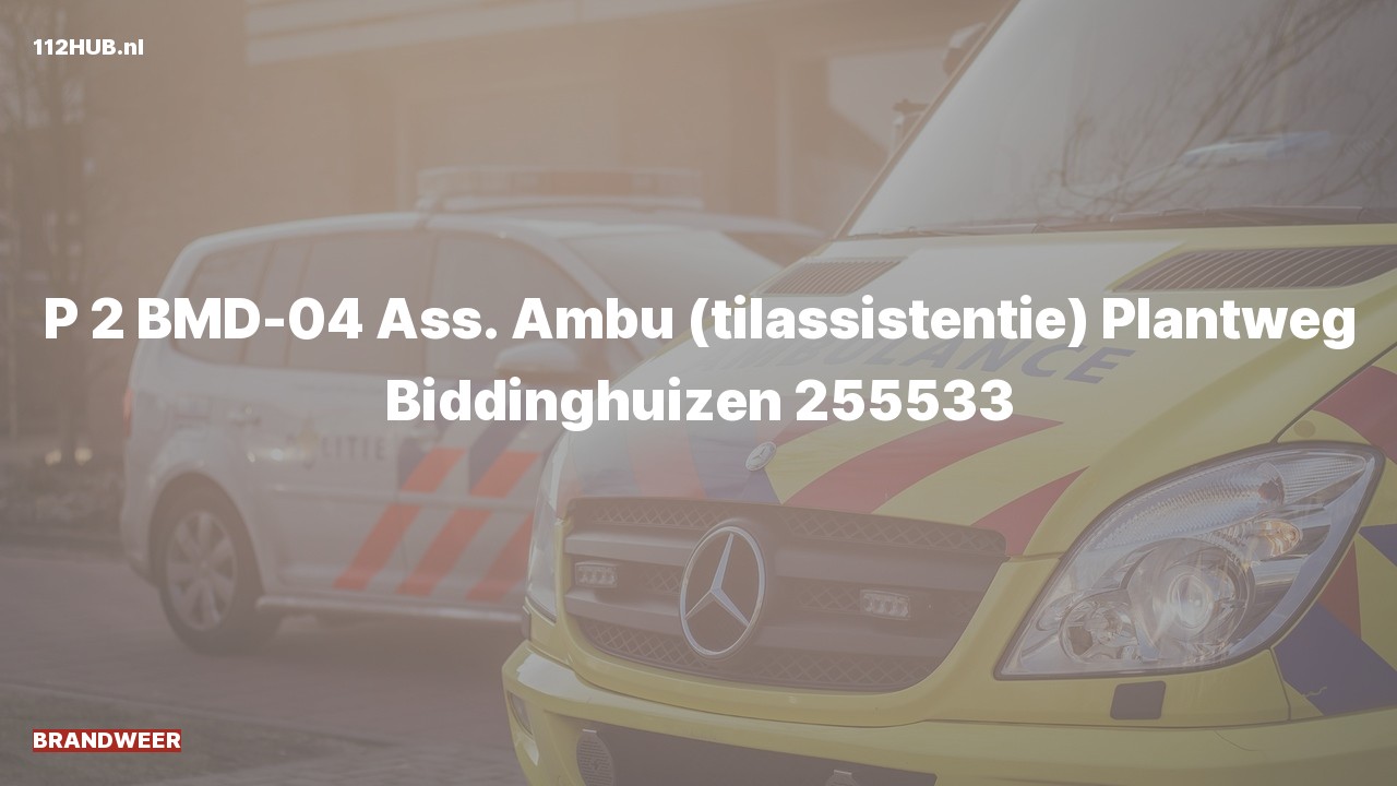 Deelafbeelding voor Brandweer met gepaste spoed voor ambulance-assistentie naar de Plantweg in Biddinghuizen.