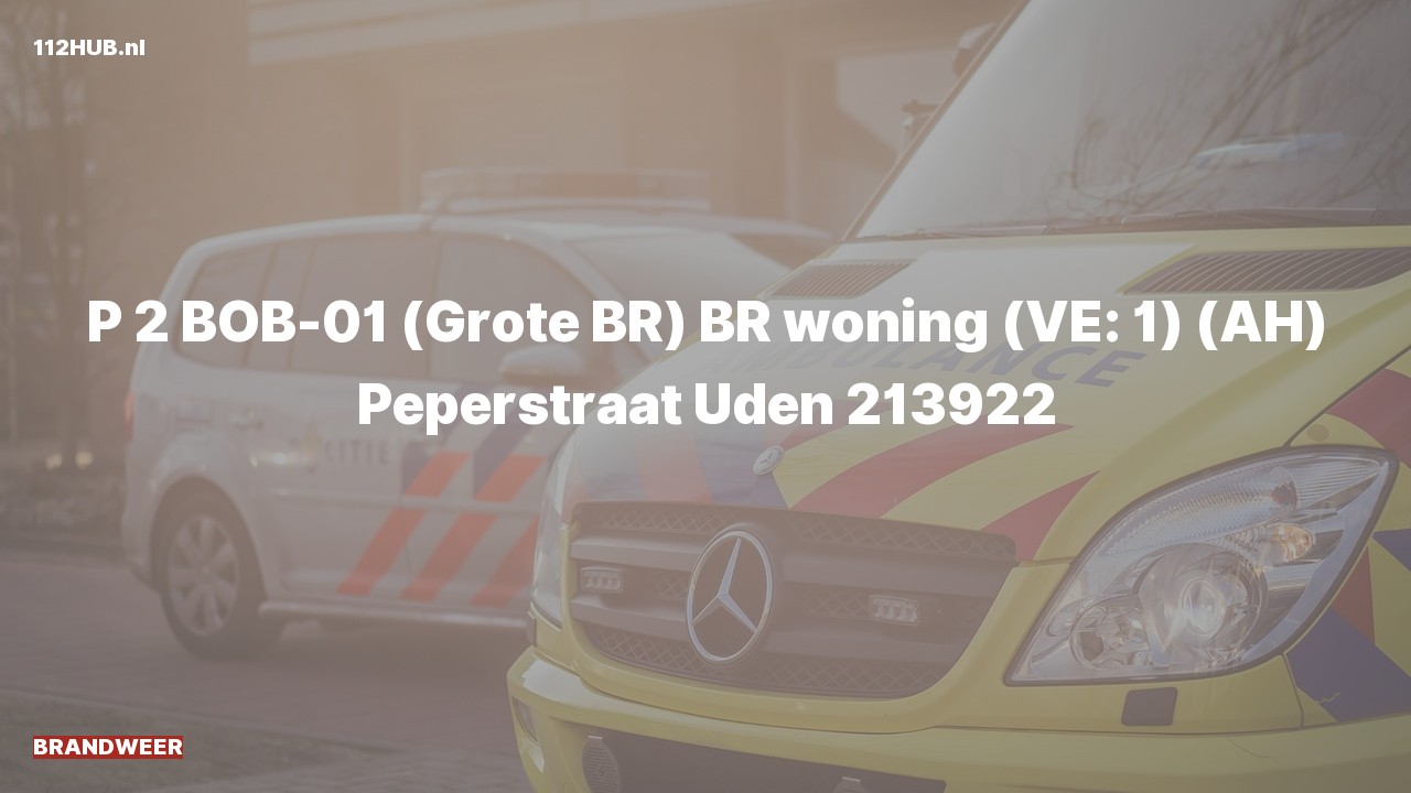 Deelafbeelding voor Brandweer met gepaste spoed voor brand in woning naar de Peperstraat in Uden.