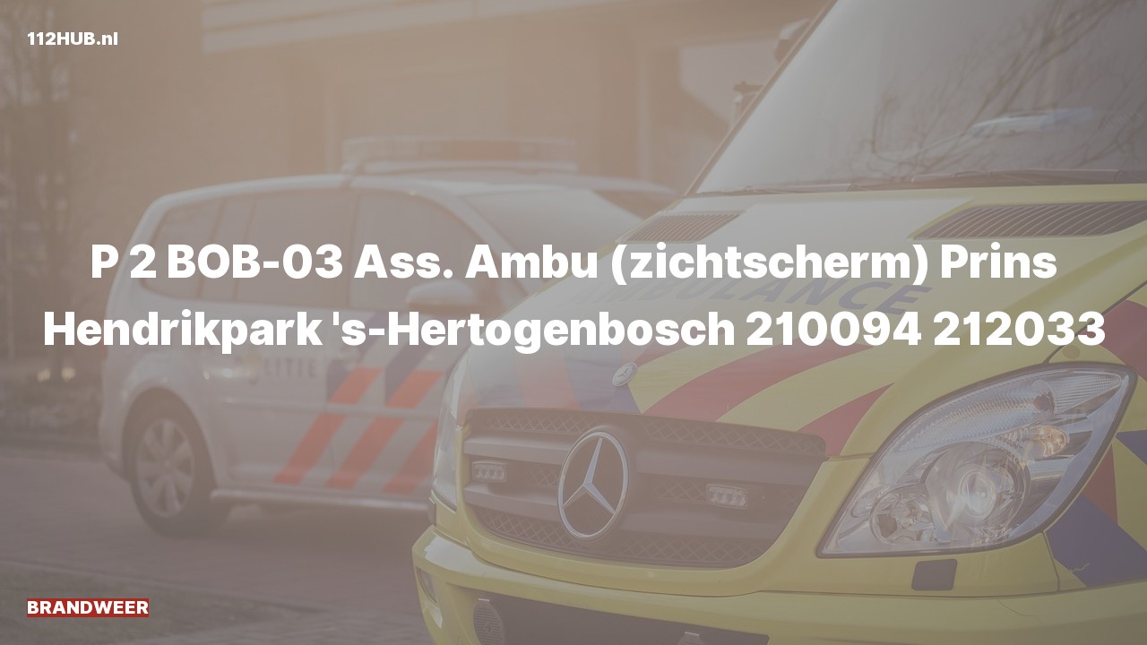 Deelafbeelding voor Brandweer met gepaste spoed voor ambulance-assistentie naar de Prins Hendrikpark in 's-Hertogenbosch.