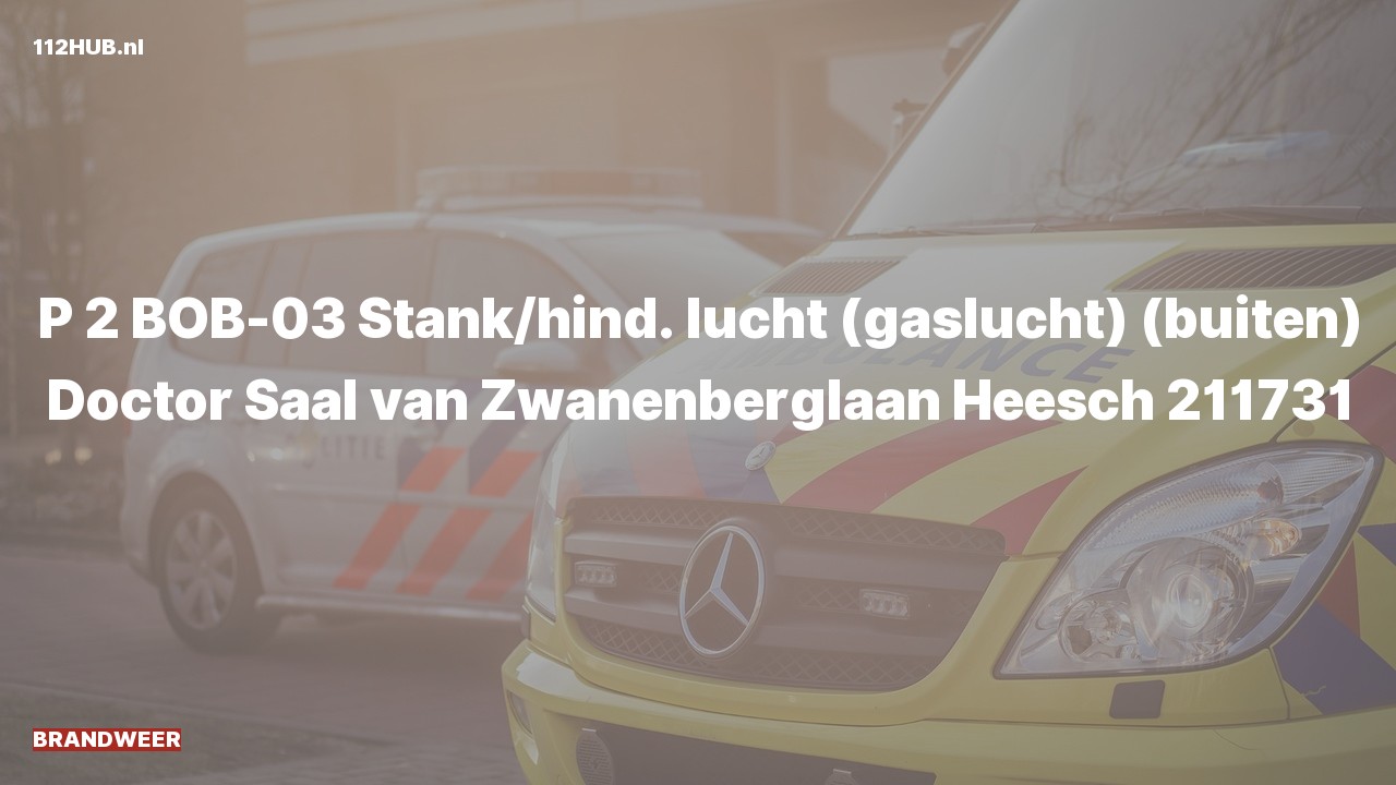 Deelafbeelding voor Brandweer met gepaste spoed voor stank of gaslucht naar de Doctor Saal van Zwanenberglaan in Heesch.