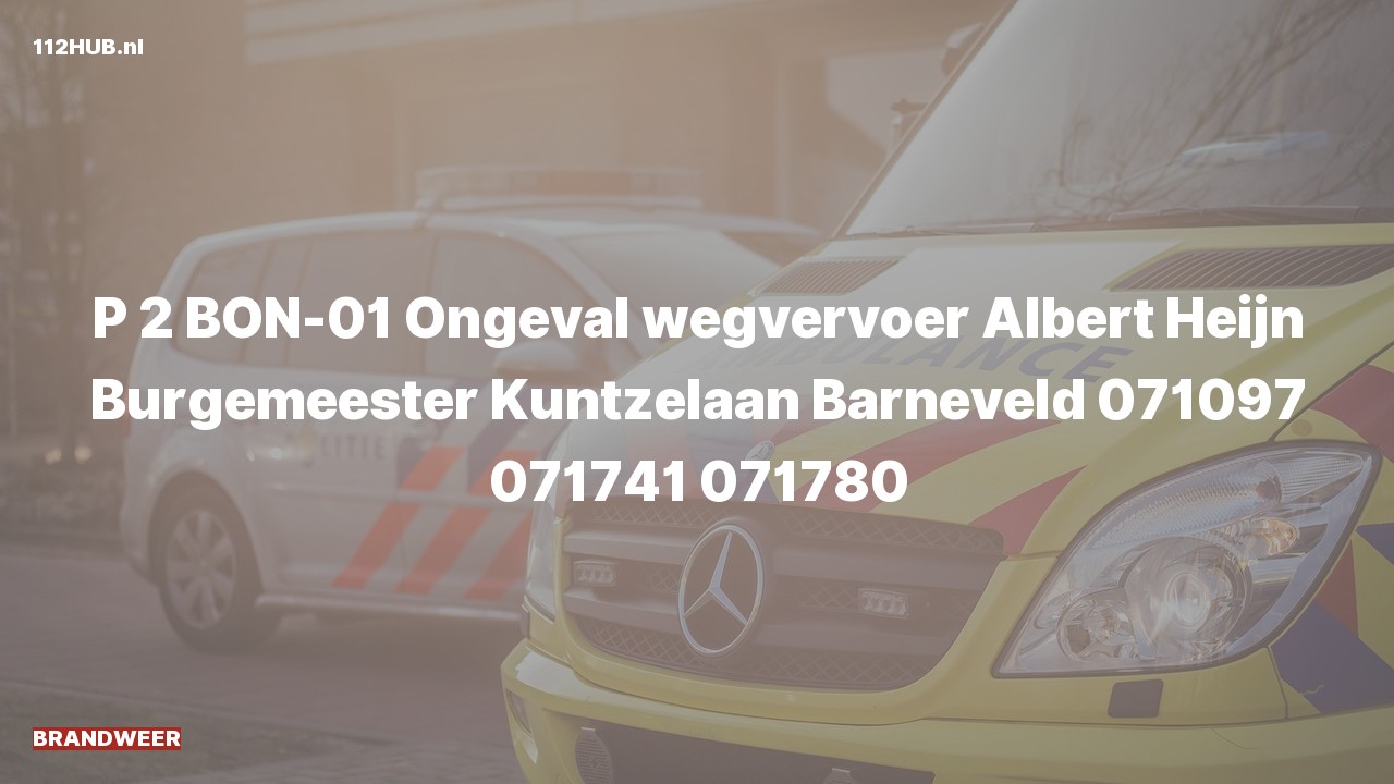 Deelafbeelding voor Brandweer met gepaste spoed voor verkeersongeval naar de Burgemeester Kuntzelaan in Barneveld.