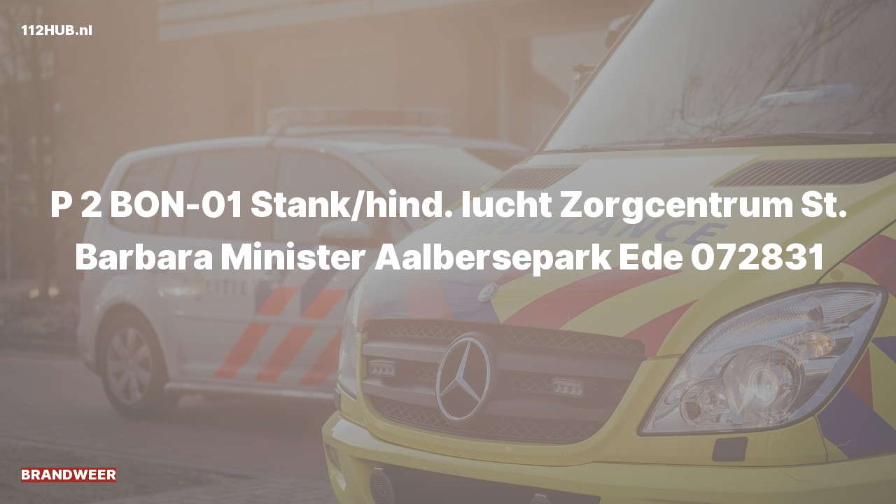 Deelafbeelding voor Brandweer met gepaste spoed voor stank of gaslucht naar de Minister Aalbersepark in Ede.