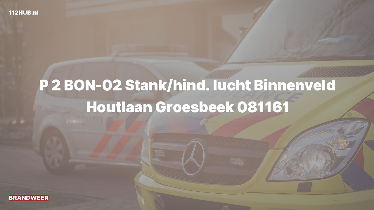Deelafbeelding voor Brandweer met gepaste spoed voor stank of gaslucht naar de Binnenveld in Groesbeek.