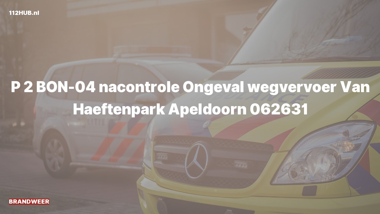 Deelafbeelding voor Met gepaste spoed voor verkeersongeval naar de Van Haeftenpark in Apeldoorn.