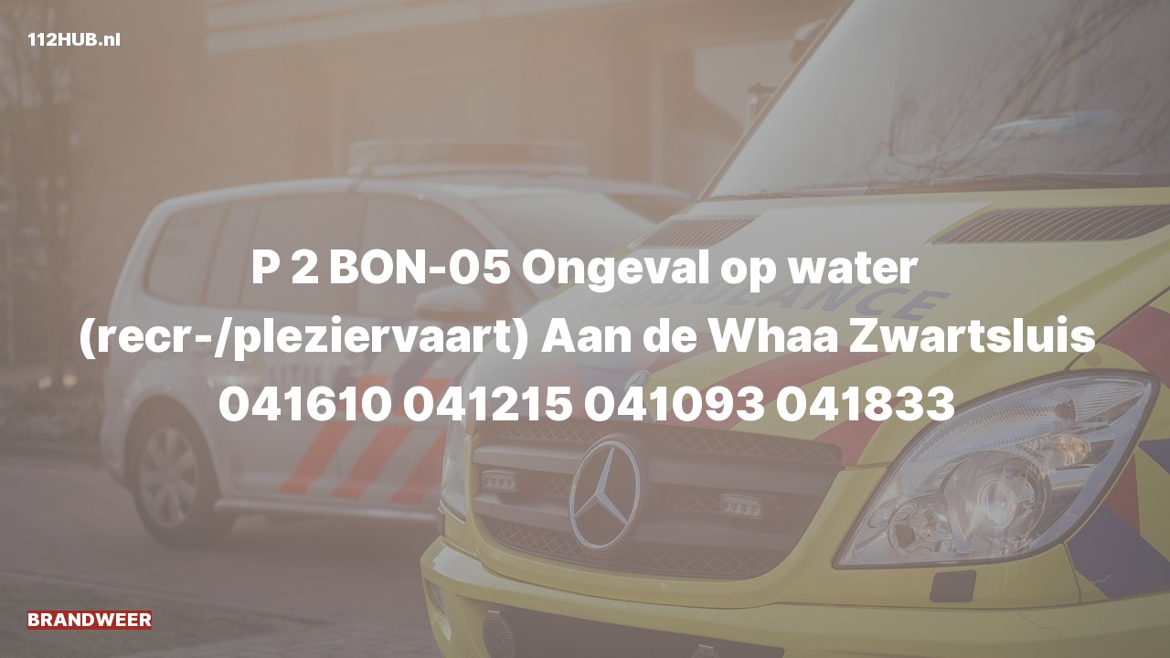 Deelafbeelding voor De brandweer is met gepaste spoed uitgerukt voor een ongeval naar de Aan de Whaa in Zwartsluis