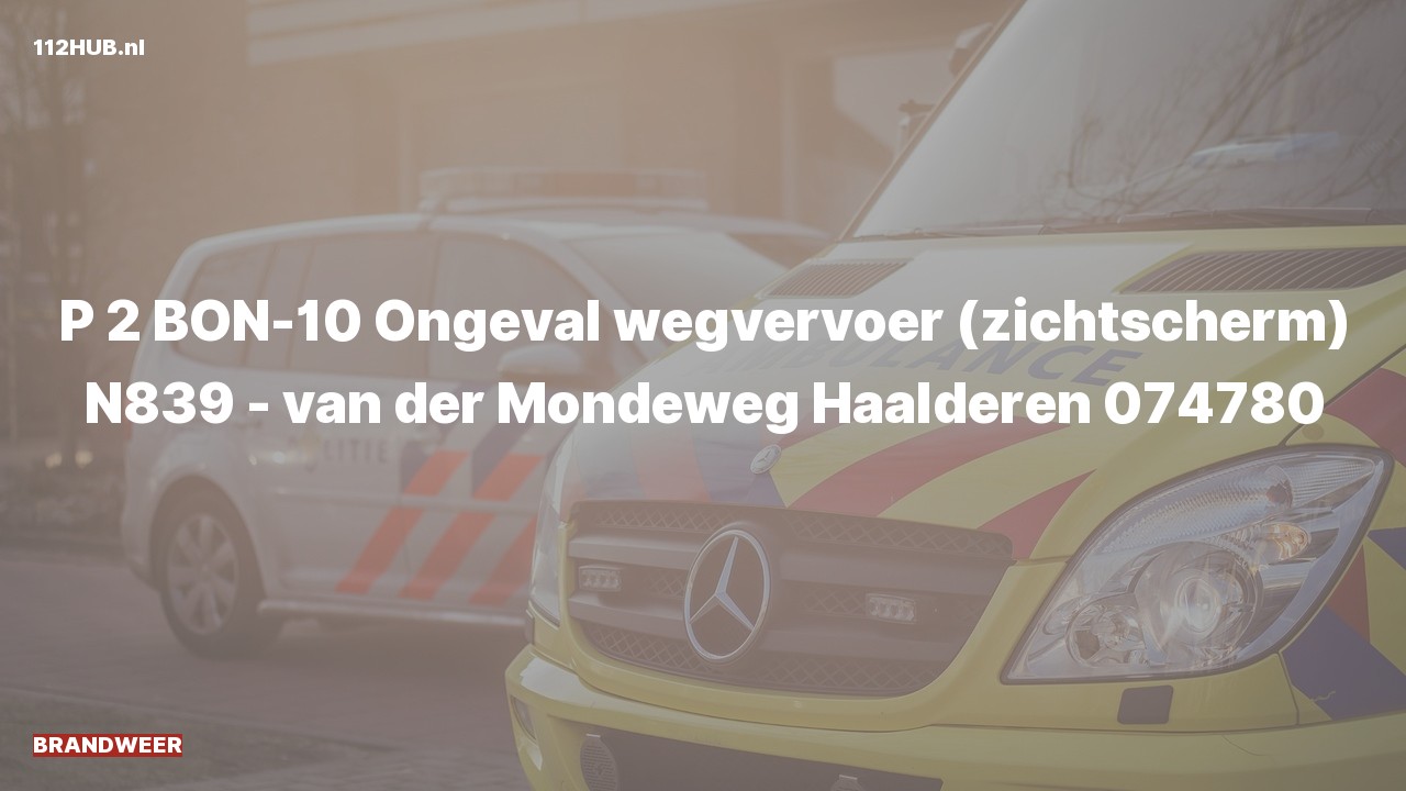 Deelafbeelding voor Brandweer met gepaste spoed voor verkeersongeval naar de van der Mondeweg in Haalderen.