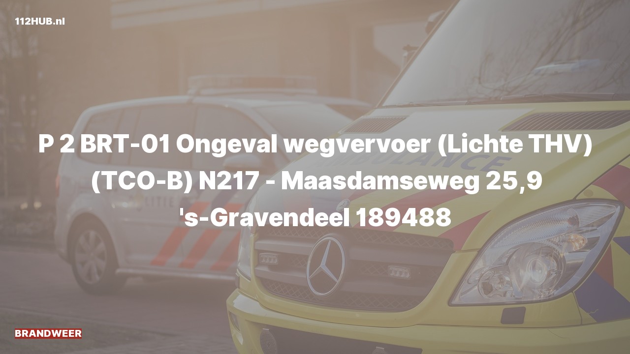 Deelafbeelding voor De brandweer is met gepaste spoed uitgerukt voor een verkeersongeval op de N217 bij hectometerpaaltje 25.9