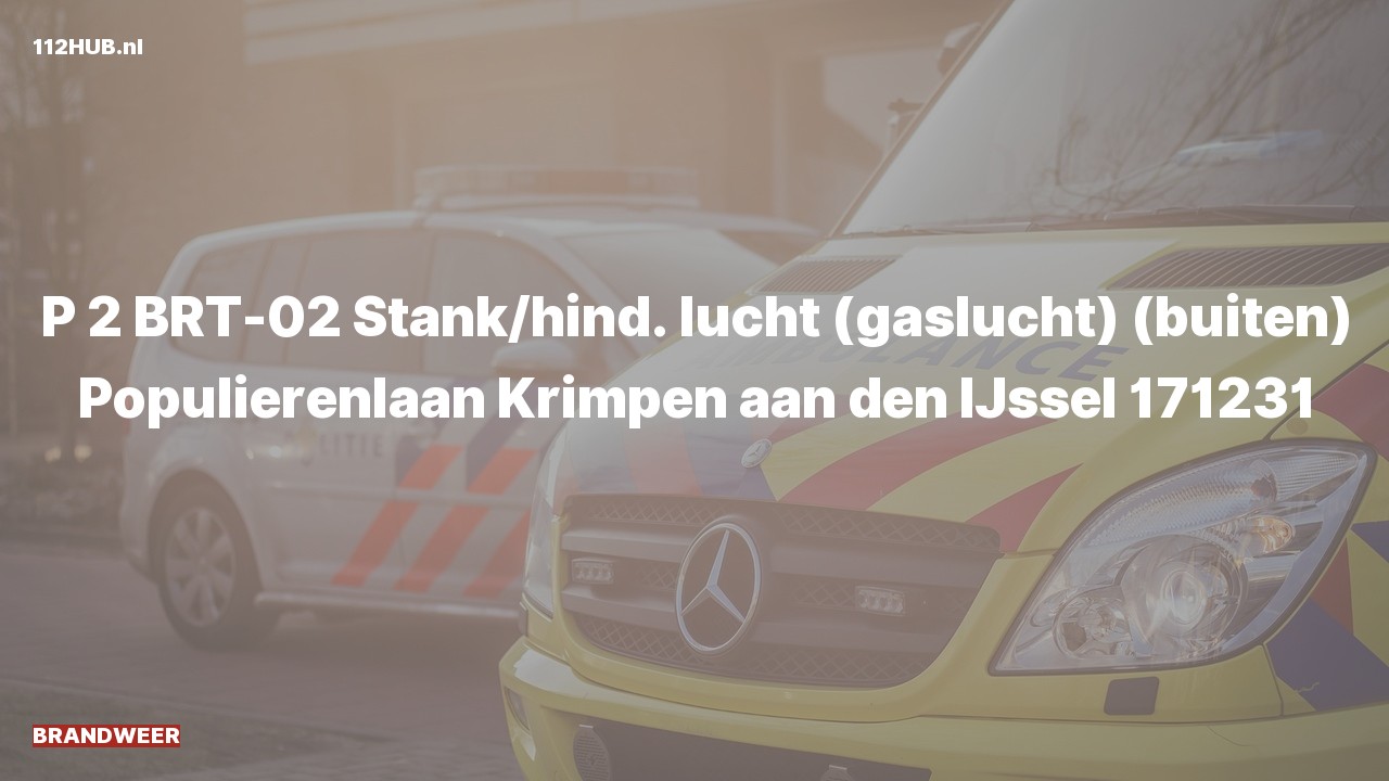 Deelafbeelding voor Brandweer met gepaste spoed voor stank of gaslucht naar de Populierenlaan in Krimpen aan den IJssel.