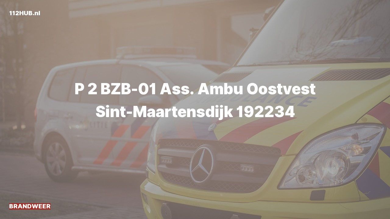 Deelafbeelding voor Brandweer met gepaste spoed voor ambulance-assistentie naar de Oostvest in Sint-Maartensdijk.