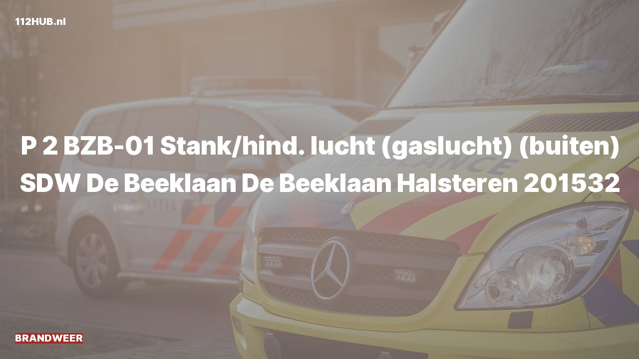 Deelafbeelding voor Brandweer met gepaste spoed voor stank of gaslucht naar de De Beeklaan in Halsteren.