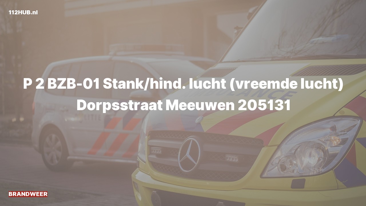 Deelafbeelding voor Brandweer met gepaste spoed voor stank of gaslucht naar de Dorpsstraat in Meeuwen.